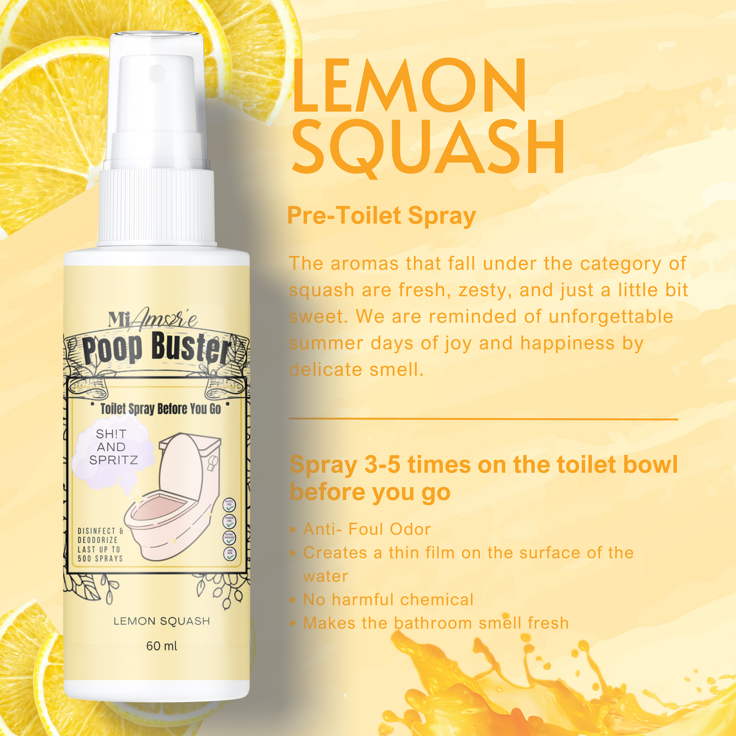 Mi Amore POOP BUSTER! Toilet Spray, Odor Eliminator, POOP spray before yo go!